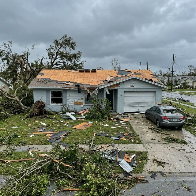 A house destroyed by Category 4 hurricane storm surge and wind